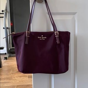 Used medium sized maroon nylon Kate Spade tote